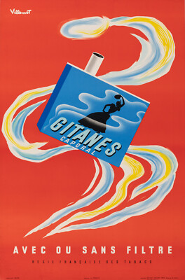 Gitanes by Bernard Villemot 1960s リトポスター Original Vintage Poster - Villemot - Gitanes - Tobacco
