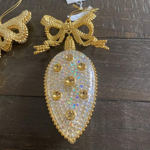 Living Quarters Gold Sparkle Ornaments Set Of 2 - Picture 3 of 5