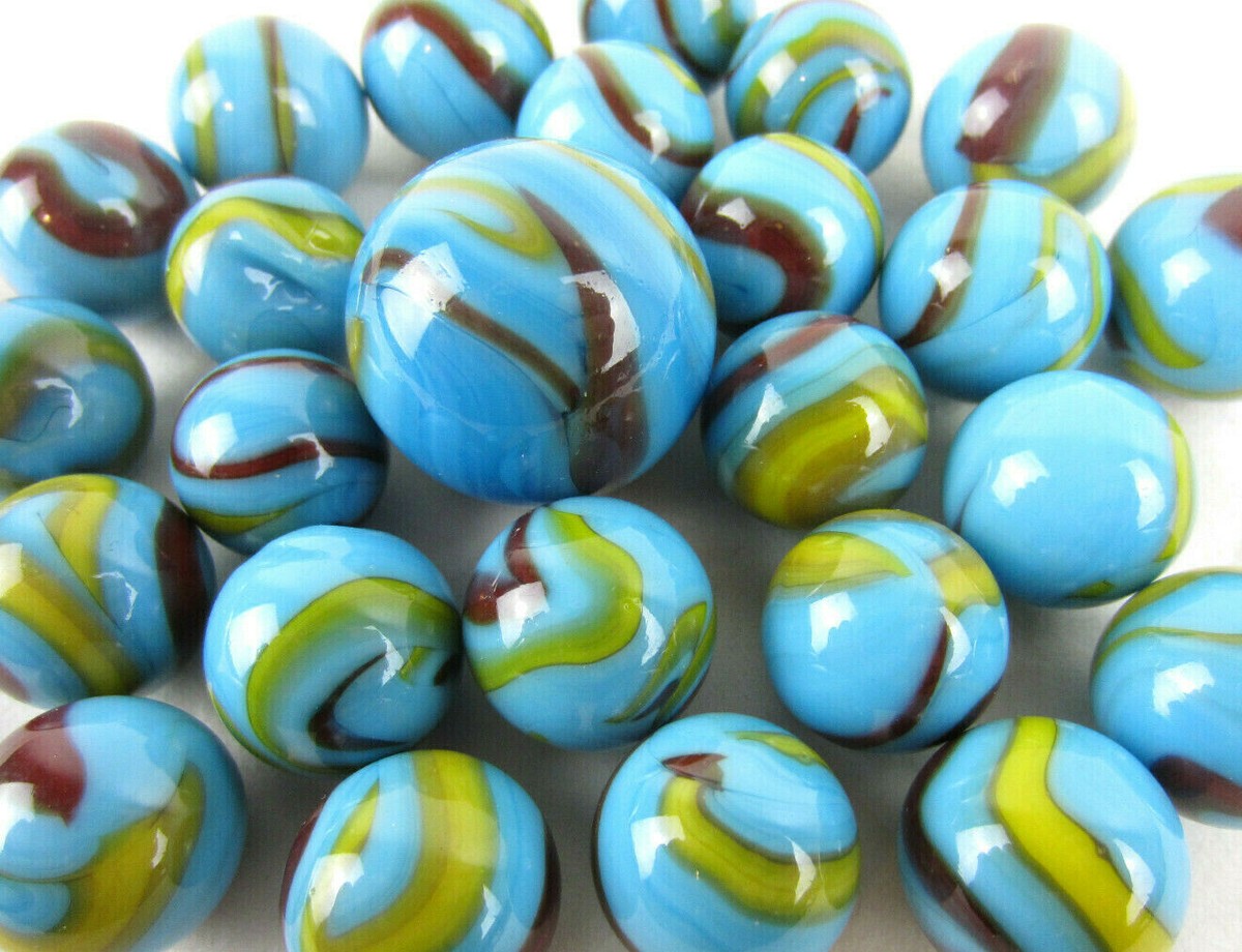 その他 MARBLES 25 Glass Marbles SERPENT Blue/Red/Yellow superman colors