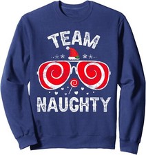 Team Naughty Nice Funny Matching Christmas Couples Unisex Crewneck Sweatshirt