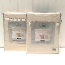 Beige Pom Pom Euro Pillow Shams 26 x 26 BELK 16582 NEW Covers Bedding Set of 2