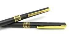 Coppia PENNE AURORA Biro, CMPS 52, laccate Nero e Placcate Oro, Vintage, Nuove