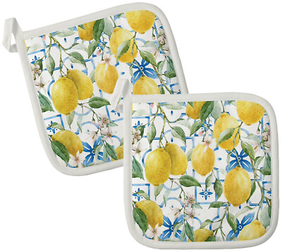 AMBIENTE Topflappen 2-teilig hitzebeständig wattiert Untersetzer 20x20cm Lemons