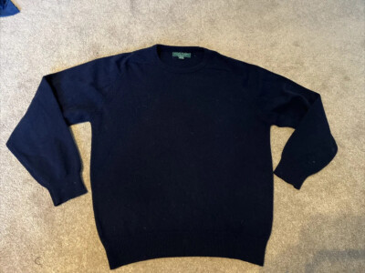 Alan Paine England Lambswool 42 50 Men Blue Pullover Sweater