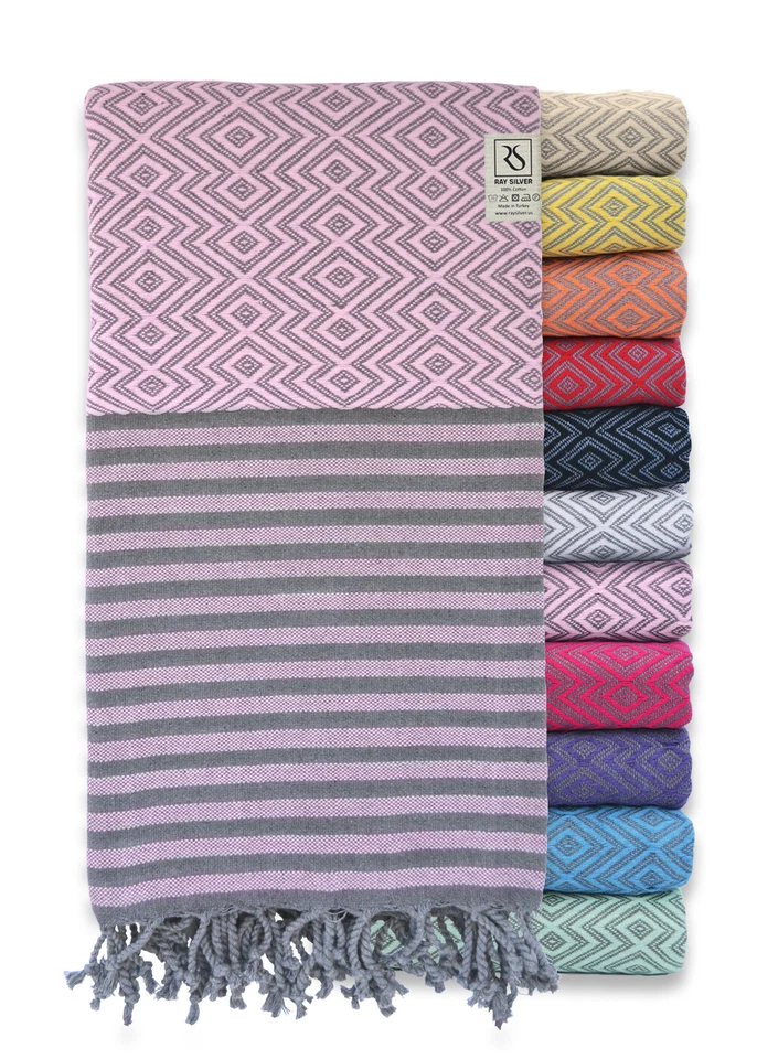 LUJO PLAYA-BAÑO TURCO PESHTEMAL TOALLA 100% ALGODÓN-ORGÁNICO AUTÉNTICO VENDEDOR DE EE. UU. Foto 3 de 4