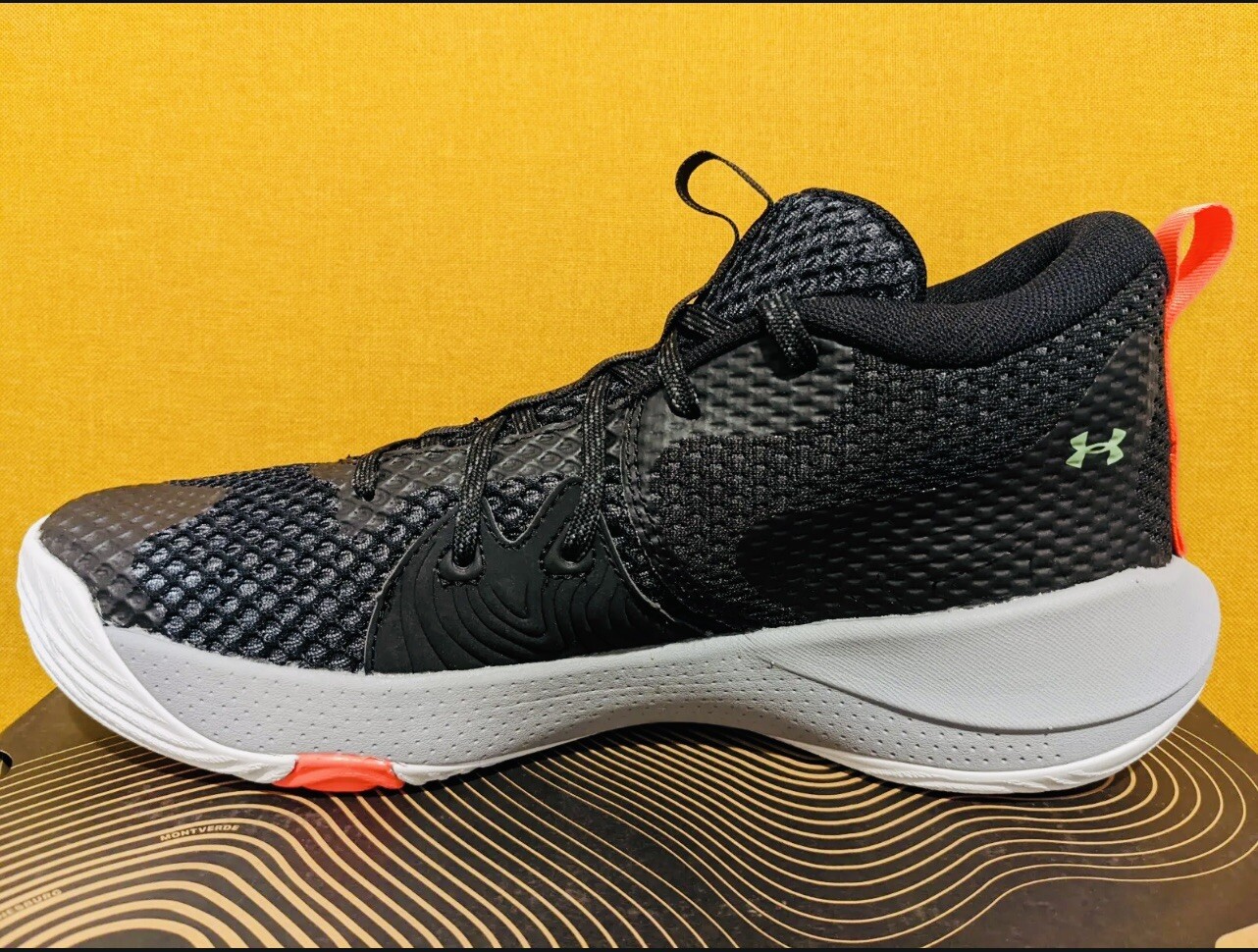Under Armour UA Joel Embiid 1 Steel Basketball Shoes Orange Black GS Size 5Y