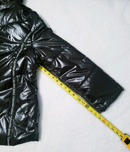 Calvin Klein Girls Black Winter Puffer Coat Removable Hood Size 12/14 MSRP $120 - Picture 11 of 14