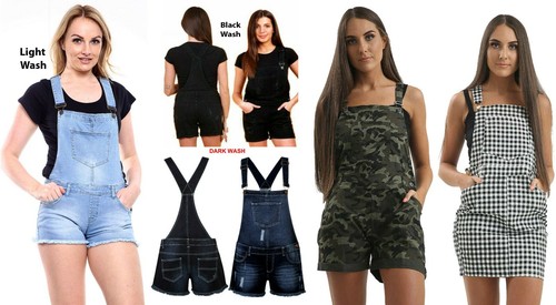 New Ladies Women's Denim Dungarees 