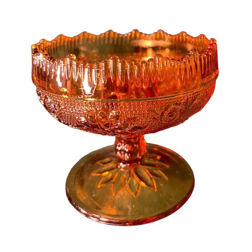 One Vintage Tiara Indiana Glass Amber Daisy Sandwich 3.5" Taper Candle Holder - Picture 7 of 8
