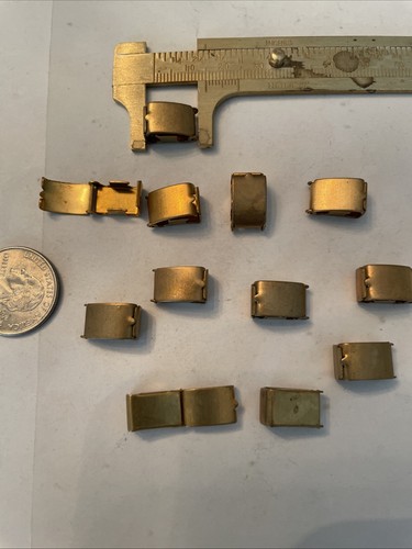 12 Vintage Brass 15x8mm Foldover Clasps 