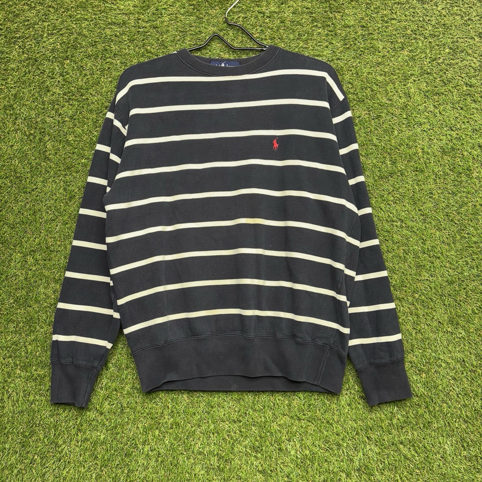 Polo Ralph Lauren felpa uomo piccola blu pony girocollo anni 90 Y2K pesante