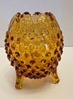 VINTAGE FENTON 3-TOE AMBER HOBNAIL EGG/ROSE VASE 1950-1960