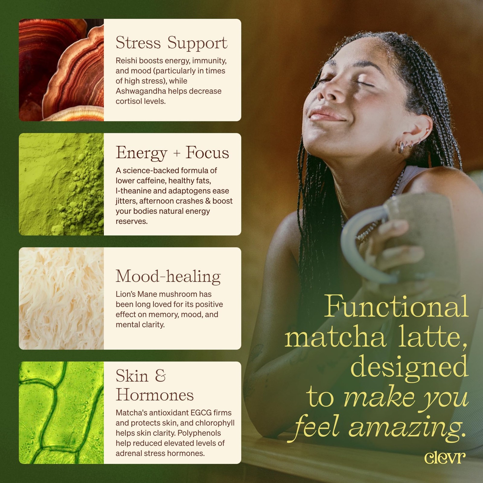 Organic Honey Lavender Matcha Latte Superfood Blend with Oat Milk 12oz