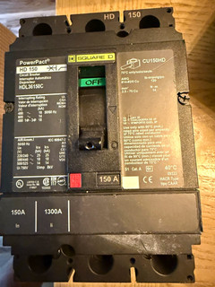 Square D PowerPact HD 150A 3 Pole 600V Bolt On Breaker Thermal Overload