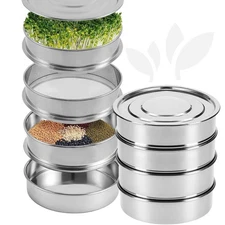 Stainless Steel 4-Tier Seed Sprouting Kit, 6'' Diameter, Indoor Gardening Pla...