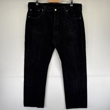 Vintage Levi's 501 denim jeans, button fly, faded, size W40 L32, black.