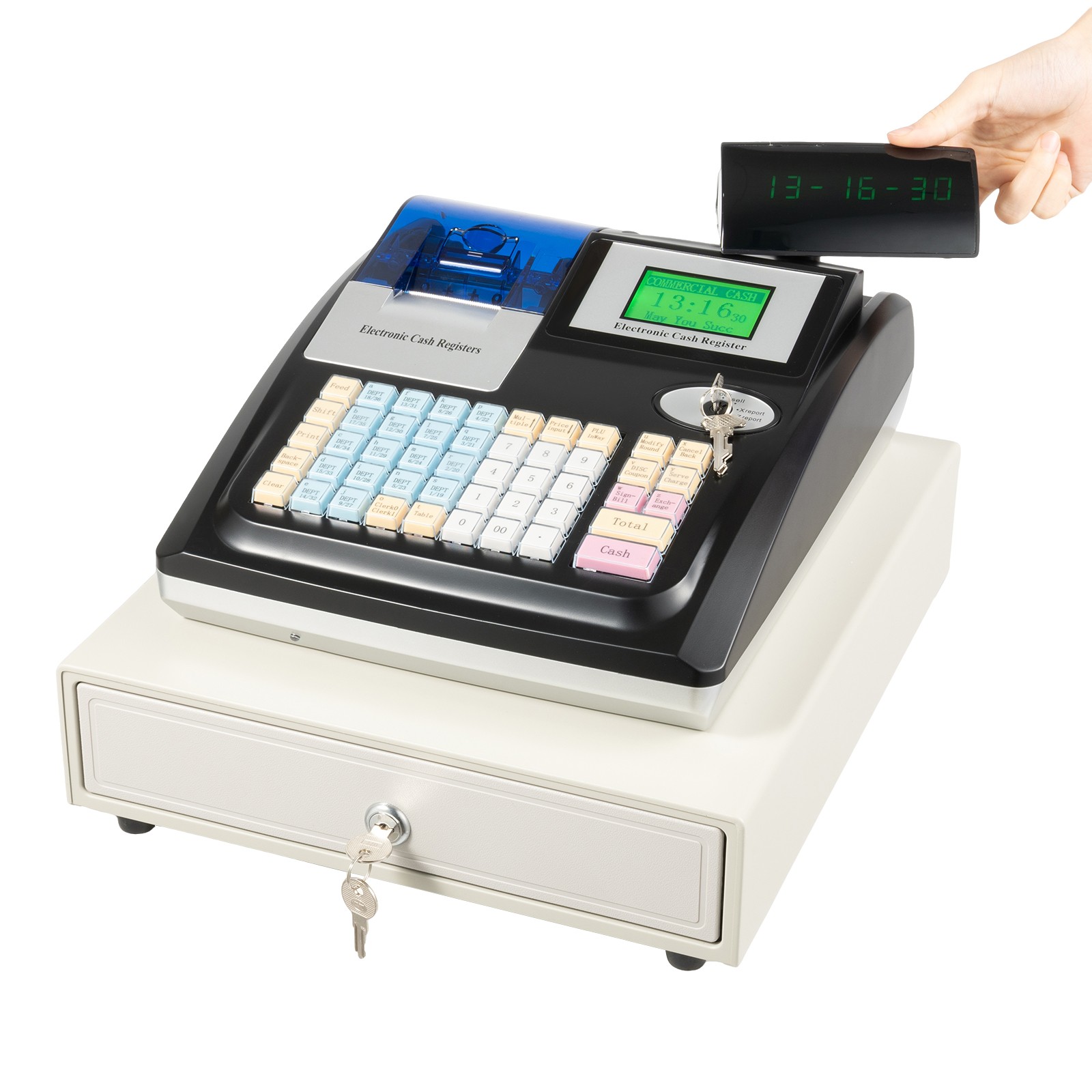 как выглядит 48 Keys Square POS Terminal Cash Register Complete W/ Printer, And Cash Drawer фото