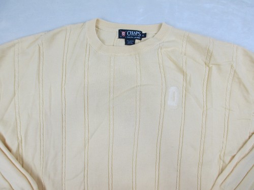 Chaps Ralph Lauren Sweater Mens Extra Large Yellow Knit Pullover Cotton Casual* - Picture 3 of 11