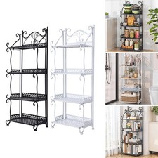 4 Tier Foldable Storage Shelf Narrow Metal Organizer Rack for Kitchen Bathroom