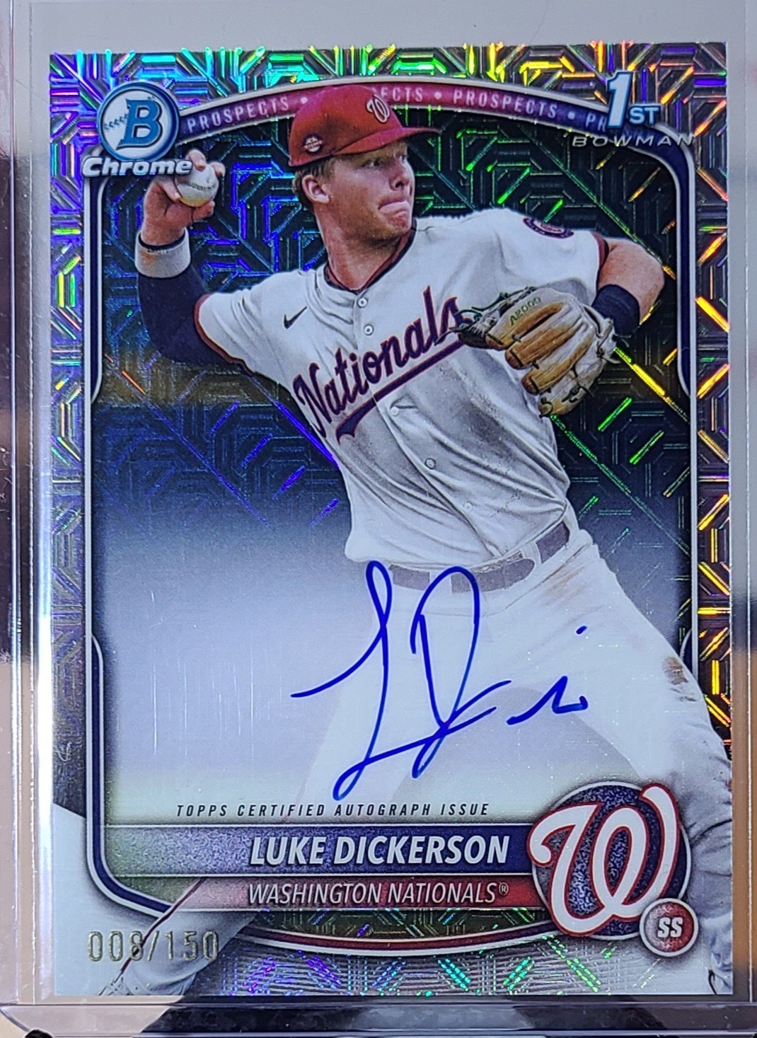 2025 Bowman Chrome Luke Dickerson Auto HTA Choice Refractor 1st Prospect /150