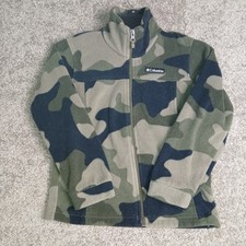 Columbia Fleece Sweater Full Zip Collared Camo Sweater for Boys - Small