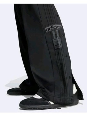 Adidas Adibreak Mens Track Pants Black on Black Snap Side Athletic Large NWT