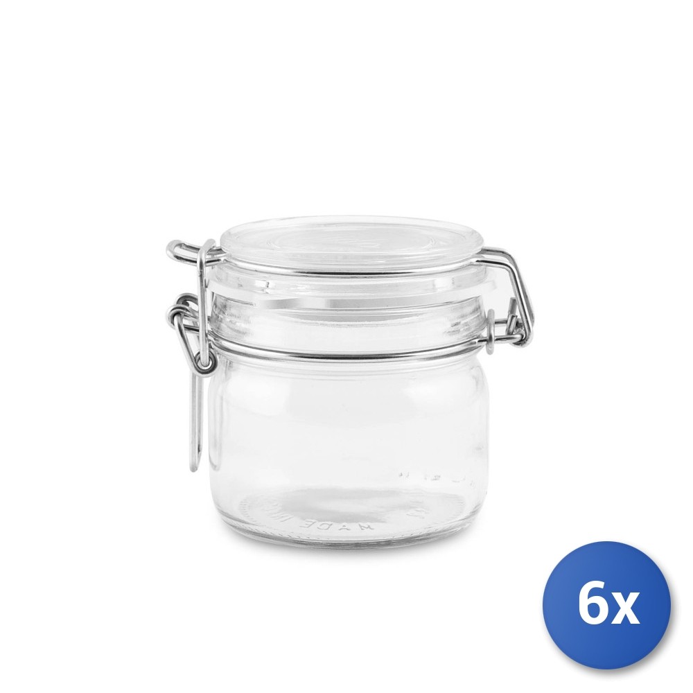 6X Glass Jars Fido Bowl Airtight Lid Gr125 Bormioli Rocco