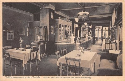 823112) Postcard interior view restaurant in front of the forest near Minden 