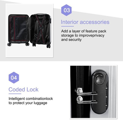 Handgepäck 20 Zoll Hartschalen Spinner Koffer ABS leicht Reisetasche Schloss - Bild 5 von 7