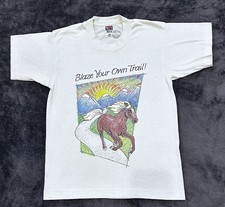 Vtg 90’s Art T Blaze Your Own Trail Horse Riding T-Shirt Made In USA Small