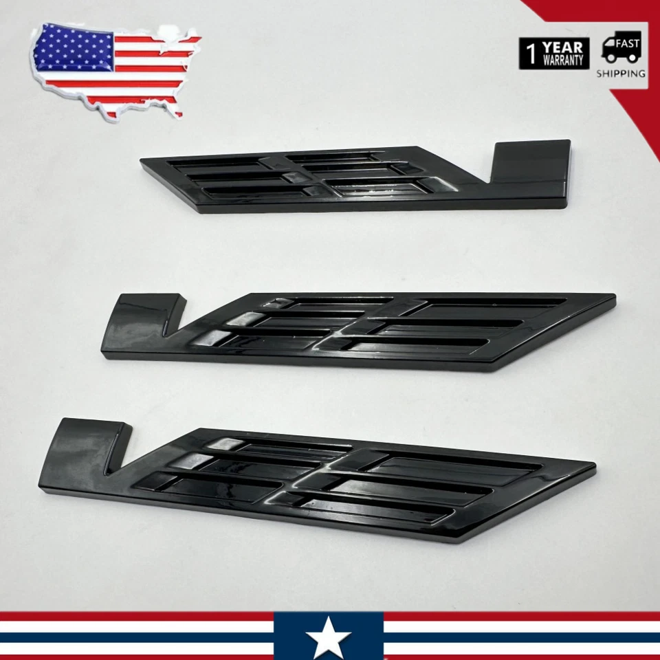 3x Pegatinas Insignia Guardabarros Trasero Metal 3D Emblema DTS V Todo Negro CT5 XT6 Foto 3 de 4