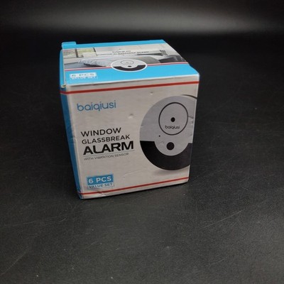 Glass Break Alarm 5 Pack, 125DB Loud Window Vibration Sensor, Burglar White 