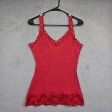 Maurices Top Womens L Red Knit Ribbed Floral Lace Y2K Style Classic Tank Fitted