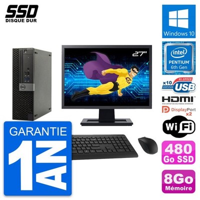 PC Dell Optiplex 5040 SFF Bildschirm 27 '' G4400 RAM 8Go SSD 480Go HDMI Windows