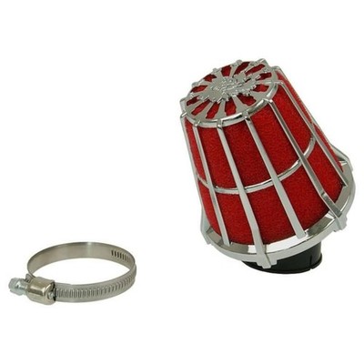 Lufi Malossi Racingluftfilter E5 Boxed 38mm 30° mit Gitter rot-Chrom Click GPR E