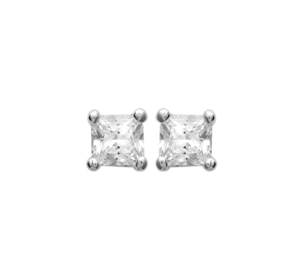 Boucles d'oreilles 4mm cristal zirconium carré argent 925 pour illuminer votre style quotidien