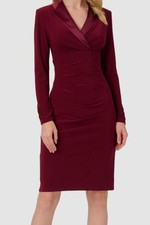 Adrianna Papell Women's Red Jersey Tuxedo Long Sleeve Sheath Dress Size 16