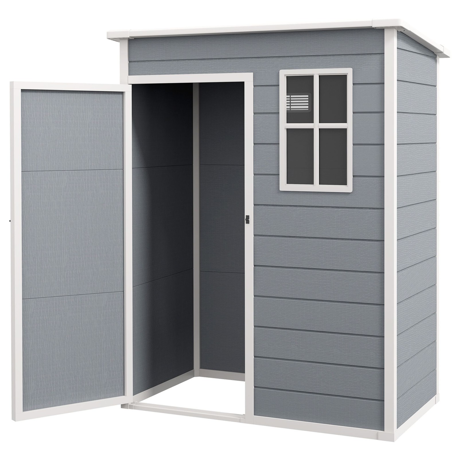 Outsunny Resin Garden Shed, 5'x3' Outdoor Storage Shed with Lock, Window, Vent, 