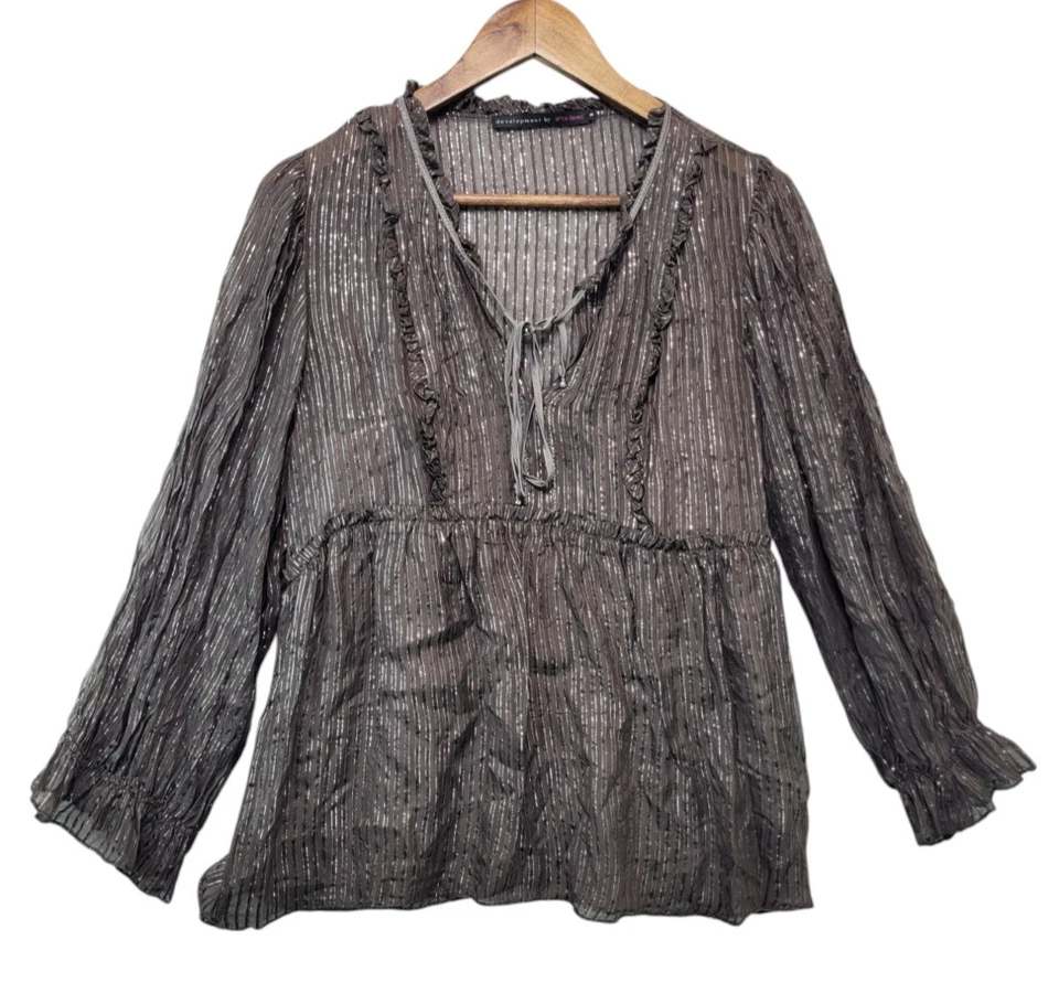 Top boho Development by Erica Davies seda Y2k para mujer M brillante transparente Foto 2 de 4