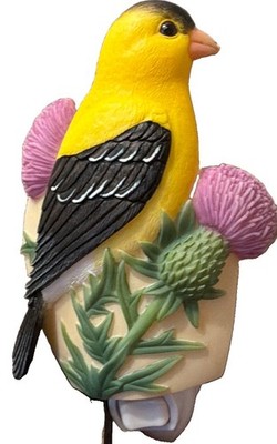 Ibis & Orchid Flowers of Light Nightlight Goldfinch on Thistle 50037 VTG NOB