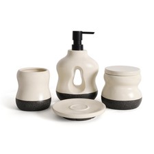 BosilunLife Ceramic Bathroom Accessories Set of4,Wavy Hollow Soap Dispenser