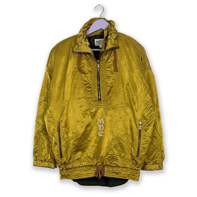 Vintage MDC Ski/Snowboardjacke gold mit Reißverschluss Knöpfe und Stickerei - Größe M/L