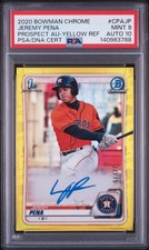 2020 BOWMAN CHROME PROSPECT AUTO YELLOW JEREMY PENA 37/75 PSA 9 AUTO 10
