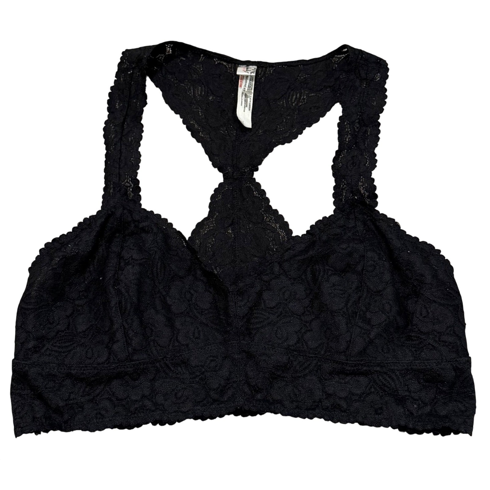 Intimately Free People Adella Bralette Black Floral Lace Racerback Boho L/G
