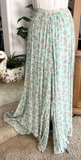 Vtg 70  s ALLEY CAT by BETSEY JOHNSON Chiffon Palazzo Pants Pink Roses Sz 7/8