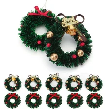 5PCS Mini Christmas Wreaths Hanging Tree Wreath Ornaments for Holiday Decor
