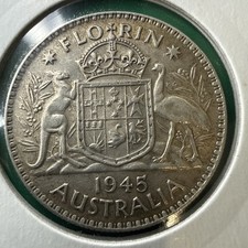 1945 Australia Florin Two Shillings Silver Coin | Collectable Grade 