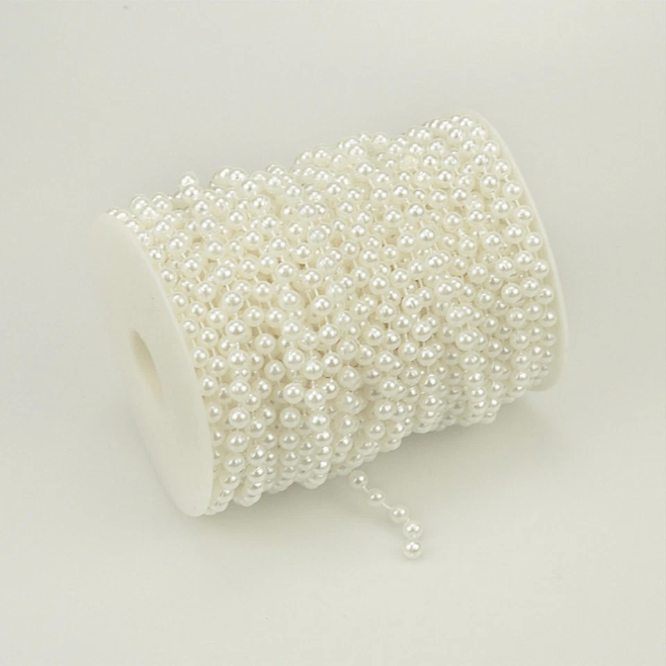  Un rollo de 25 metros ABS perlas artificiales adornos de cadena para boda hágalo usted mismo Foto 3 de 4