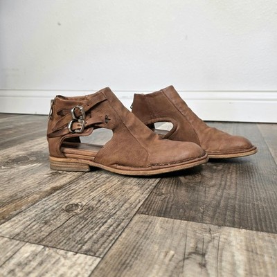 AS98 Dusty Meadow Cognac Leather Sandals Boots Cut Outs Boho Size 37 (US 6.5-7)
