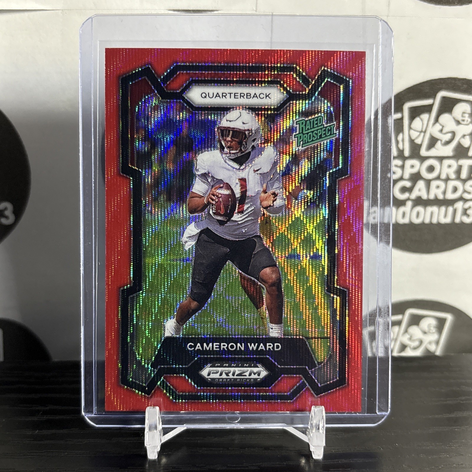 2024 Panini Prizm Draft Picks - Cameron Ward #199 Ruby Wave Prizm (RC)